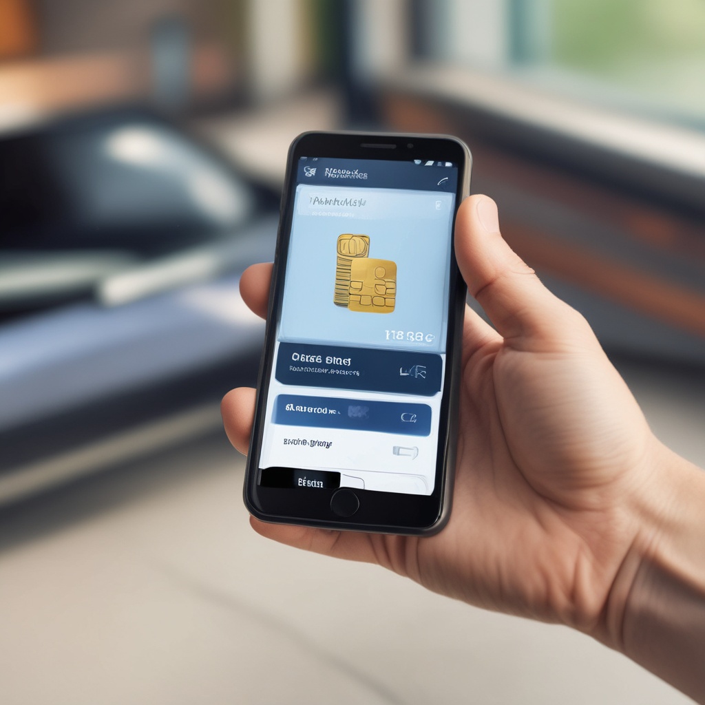 Digital wallet and card interface on a smartphone screen